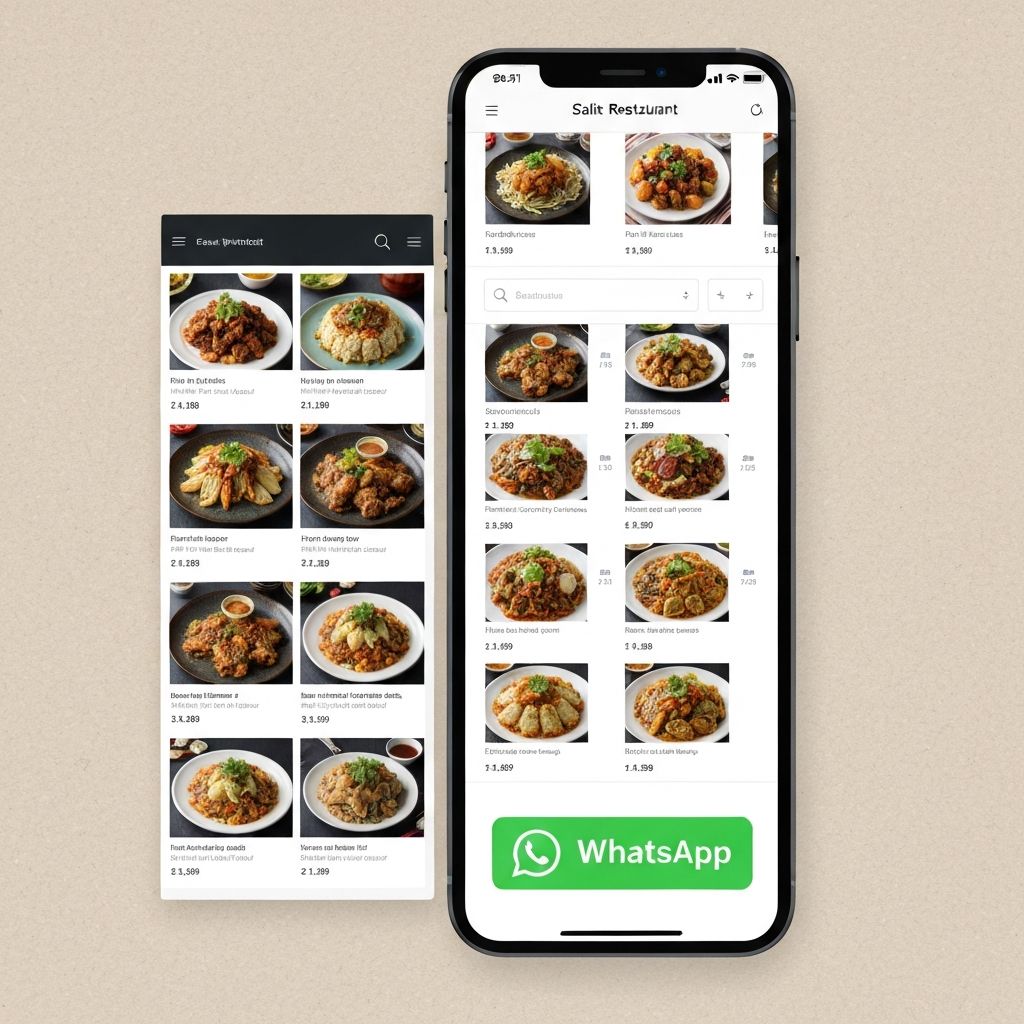 Restaurant website preview on mobile