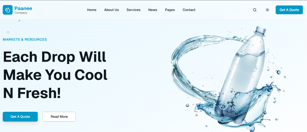 Paanee Water Company website preview