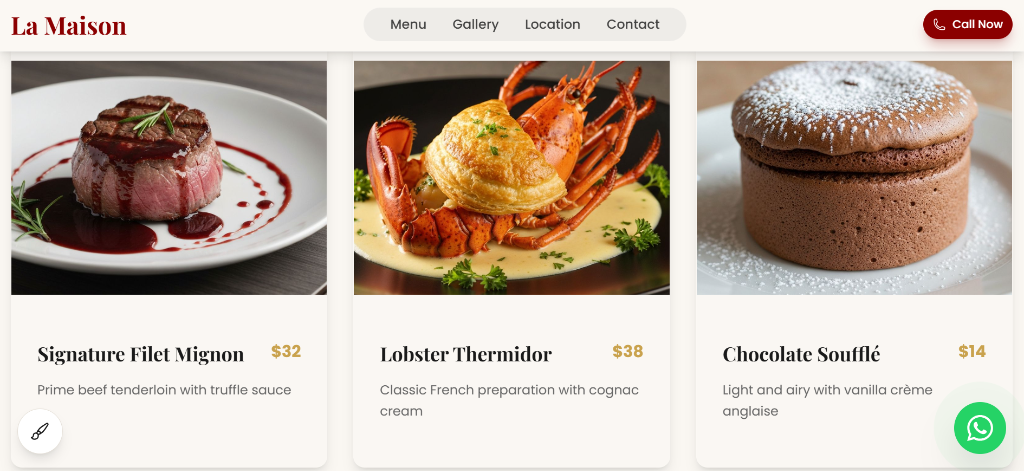 Bella's Italian Kitchen website preview